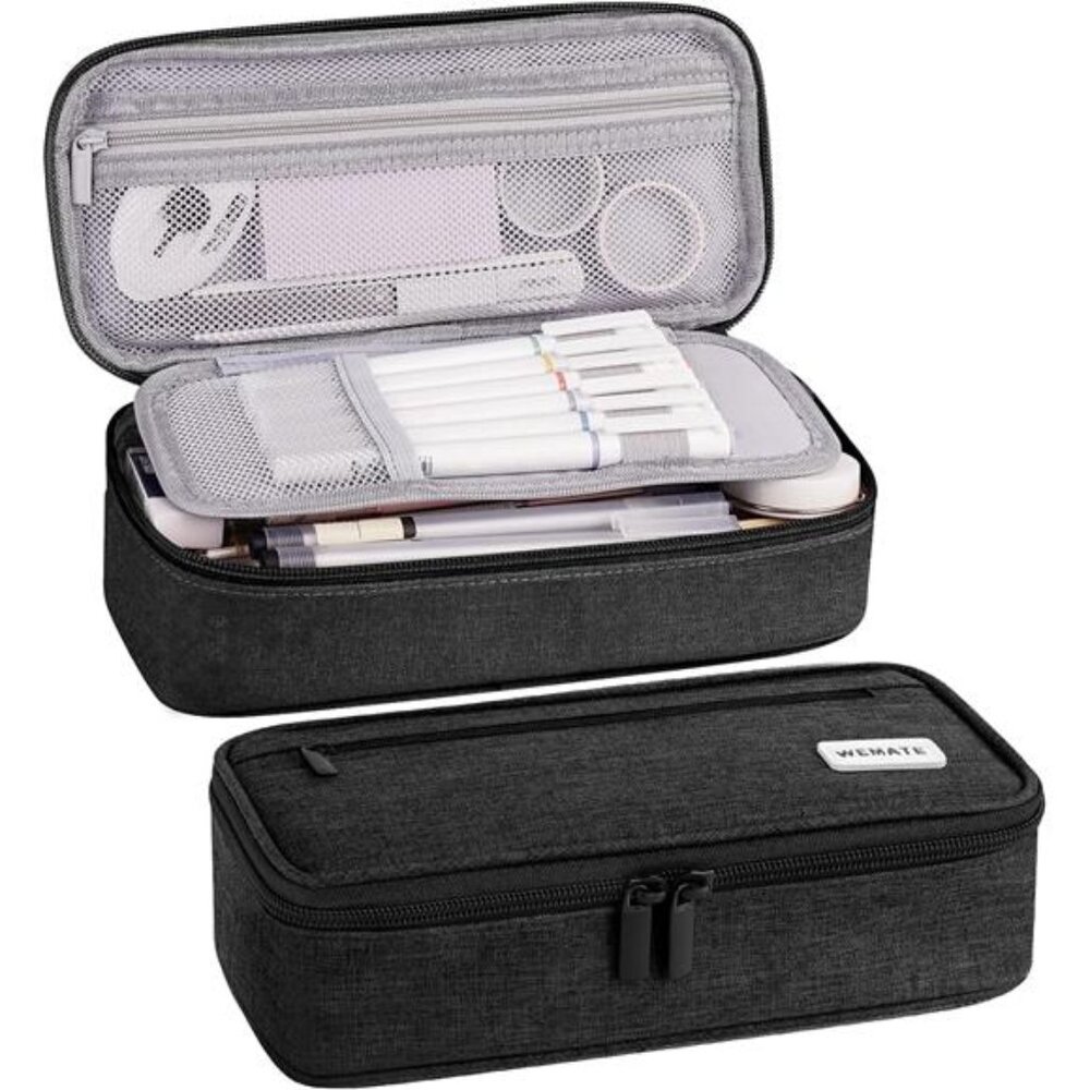 New Large Capacity School Pencil Case , Pen‎ Pouch & Stationery Organizer, Black